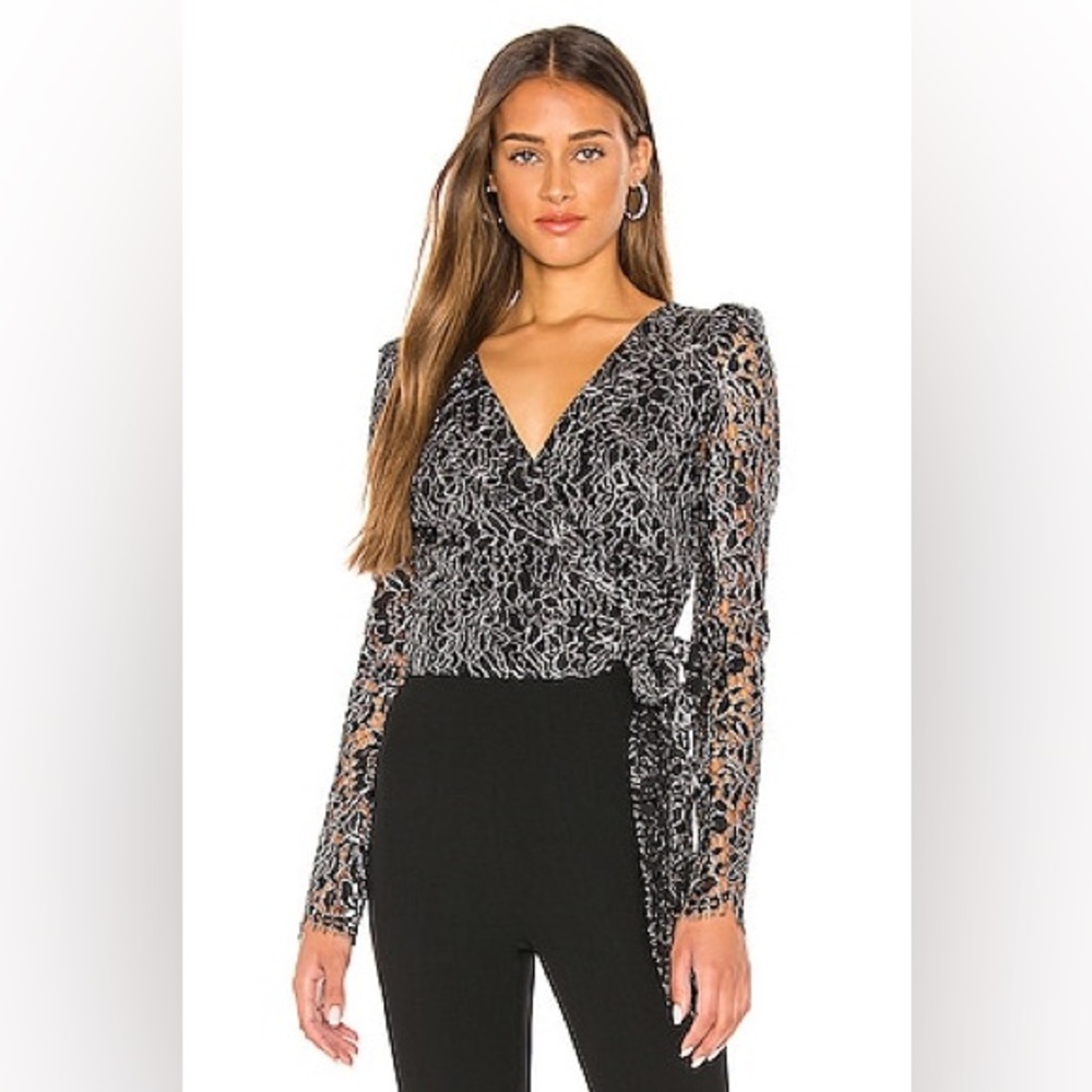 Rachel Zoe Black Lace Wrap Bodysuit / Top – Size 10 – NWT